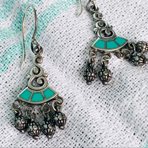 ๐HP๐๐๐925 Turquoise Enamel Earrings - Picture 3 of 4